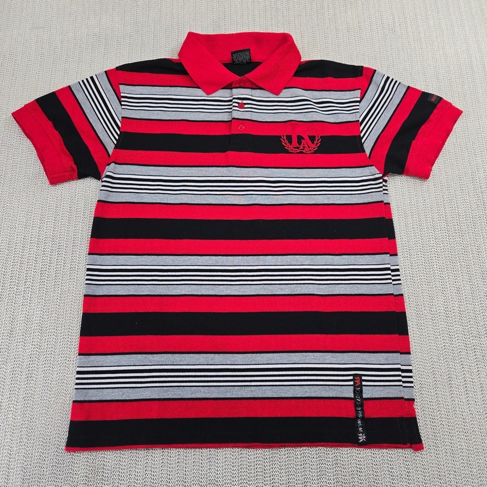 Red Ape Polo Shirt Boys‎ 12/14 Red Black Stripe Short Sleeve Hip Hop Streetwear